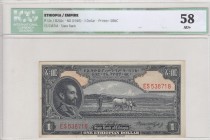 Ethiopia, 1 Dollar, 1945, AUNC, p12c
ICG 58
Serial Number: ES538718
Estimate: 75-150