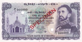 Ethiopia, 100 Dollars, 1961, UNC, p23s, SPECIMEN
Serial Number: F/1 000000
Estimate: 200-400