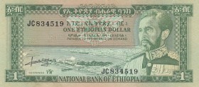 Ethiopia, 1 Dollar, 1966, AUNC(+), p25
Serial Number: JC 834519
Estimate: 25-50