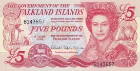 Falkland Islands, 5 Pounds, 2005, UNC, p17a
Queen Elizabeth II. Potrait
Serial Number: B143657
Estimate: 30-60