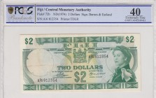 Fiji, 2 Dollars, 1974, XF, p72b
PCGS 40
Queen Elizabeth II. Potrait
Serial Number: A/6812354
Estimate: 50-100