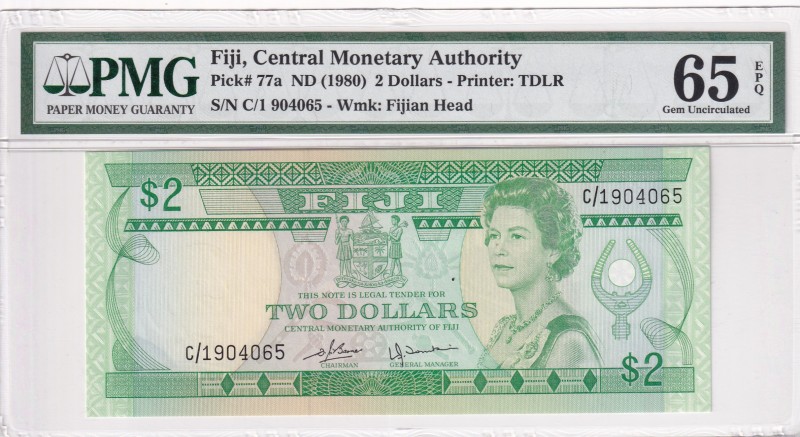 Fiji, 2 Dollars, 1980, UNC, p77a
Queen Elizabeth II. Potrait
Serial Number: C/...