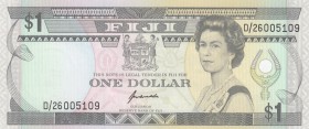 Fiji, 1 Dollar, 1993, UNC, p89a
Queen Elizabeth II. Potrait
Serial Number: D/26005109
Estimate: 15-30