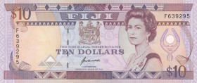 Fiji, 10 Dollars, 1992, UNC, p94a
Queen Elizabeth II. Potrait
Serial Number: F639295
Estimate: 35-70