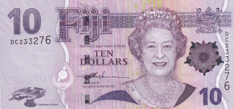 Fiji, 10 Dollars, 2007, UNC, p111a
Queen Elizabeth II. Potrait
Serial Number: ...