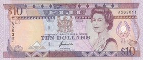 Fiji, 10 Dollars, 1992, UNC, p94
Queen Elizabeth II. Potrait
Serial Number: A563011
Estimate: 60-120