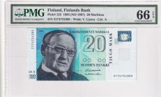 Finland, 20 Markkaa, 1993, UNC, p123
PMG 66 EPQ
Serial Number: 2174724305
Estimate: 30-60