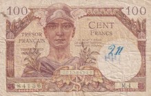 France, 100 Francs, 1947, FINE(-), pM9
For the Use of the French Army in the Occupied Territories in Germany and Austria
Serial Number: 84156 M1
Es...