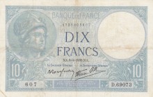 France, 10 Francs, 1940, VF(+), p84
Serial Number: 607 D69073
Estimate: 15-30