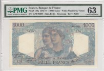 France, 1.000 Francs, 1945, UNC, p130a
PMG 63
Serial Number: E.70 70297
Estimate: 250-500