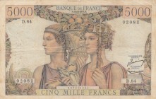 France, 5.000 Francs, 1951, FINE, p131c
Serial Number: D.84 02082
Estimate: 50-100