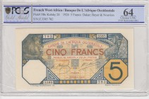 French West Africa, 5 Francs, 1926, UNC, p5Bc
PCGS 64
Serial Number: Z.3385 782
Estimate: 150-300