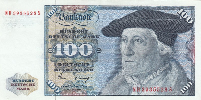 Germany - Federal Republic, 100 Deutsche Mark, 1980, XF, p34c
Serial Number: NH...