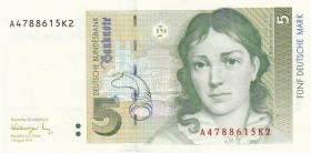 Germany - Federal Republic, 5 Deutsche Mark, 1991, UNC, p37
Serial Number: A4788615K2
Estimate: 15-30