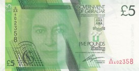 Gibraltar, 5 Pounds, 2011, UNC, p35
Queen Elizabeth II. Potrait
Serial Number: A/AA 402358
Estimate: 20-40