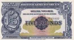 Great Britain, 5 Pounds, 1958, UNC, p23M
British Armed Forces
Serial Number: EE/I 330400
Estimate: 10-20