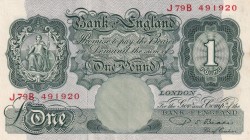 Great Britain, 1 Pound, 1949/1955, AUNC, p369b
Serial Number: J79B 491920
Estimate: 25-50