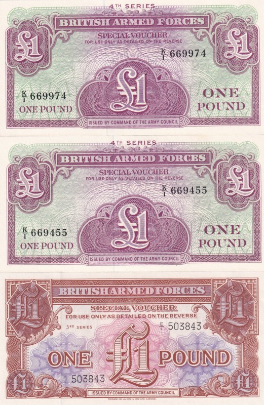 Great Britain, 1 Pound, 1956/1962, UNC, pM29; pM36, (Total 3 banknotes)
British...