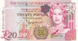 Guernsey, 20 Pounds, 2012, UNC, p61
Queen Elizabeth II. Potrait, Commemorative banknote
Low Serial Number
Serial Number: QE/60 000724
Estimate: 70...