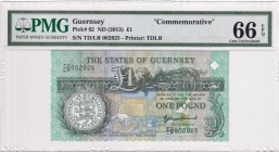 Guernsey, 1 Pound, 2013, UNC, p62
PMG 66 EPQ, Beatuful serial number
Commemorative banknote
Serial Number: YD/LR 002025
Estimate: 25-50