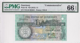 Guernsey, 1 Pound, 2013, UNC, p62
PMG 66 EPQ, Commemorative banknot
Serial Number: TD/LR 002053
Estimate: 30-60