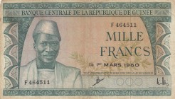 Guinea, 1.000 Francs, 1960, FINE, p15a
Serial Number: F464511
Estimate: 10-20