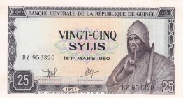 Guinea, 25 Sylis, 1971, UNC, p17
Serial Number: BZ 953320
Estimate: 10-20