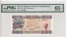 Guinea, 100 Francs, 2012, UNC, p35b
PMG 65 EPQ
Serial Number: AF 570905
Estimate: 20-40