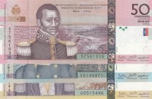 Haiti, 50-100-250 Gourdes, 2004, UNC, p274; p275; p276, (Total 3 banknotes)
Commemorative banknote
Serial Number: X7561936, X8149871, G0515446
Esti...