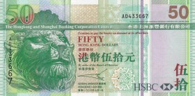 Hong Kong, 50 Dollars, 2003, UNC, p208a
Serial Number: AD433667
Estimate: 15-30
