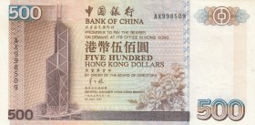 Hong Kong, 500 Dollars, 1997, XF, p332d
Serial Number: AX998509
Estimate: 75-150