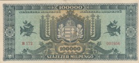 Hungary, 100.000 Milpengö, 1946, VF, p127
Serial Number: B172 001956
Estimate: 10-20