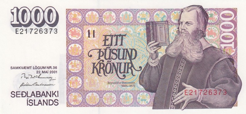 Iceland, 1.000 Kronur, 2001, UNC, p59A
Serial Number: E21726373
Estimate: 25-5...