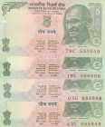 India, 5 Rupees, 2002, UNC, p88Ae, 6 RADAR sets
Total 4 banknotes
Serial Number: 43E 444444, 79C 555555, J9K 666666, 03G 888888
Estimate: 200-400