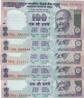 India, 100 Rupees, 1997, UNC, p91j, 6 RADAR sets
Total 5 banknotes
Serial Number: OPQ 111111,3 FL 444444, 8PC 555555, 9QS 777777, JQD 888888
Estima...