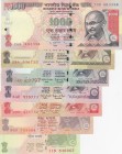 India, 5-10-20-50-100-500-1.000 Rupees, 2009/2016, UNC, (Total 7 banknotes)
5 Rupees, 2009; 10 Rupees, 2013; 20 Rupees, 2016; 50 Rupees, 2014; 100 Ru...