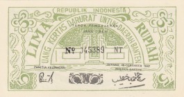 Indonesia, 5 Rupiah, 1947, AUNC(-), pS122
Serial Number: 045389 NT
Estimate: 20-40