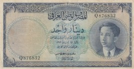 Iraq, 1 Dinar, 1947/50, VF, p29
Serial Number: Q876832
Estimate: 150-300