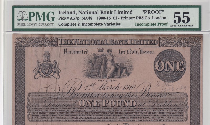 Ireland, 1 Pound, 1900/1915, AUNC, pA57p
PMG 55, Proof
Estimate: 200-400