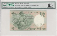 Israel, 1/2 Lira, 1958, UNC, p29a
PMG 65 EPQ
Serial Number: 747001 N/1
Estimate: 30-60