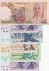 Israel, 5-10-50 Lirot - 1-5-10 Sheqalim, 1968/1978, (Total 6 banknotes)
50 Lirot, 1968, XF; 5-10 Lirot, 1973, VF(+); 1-5-10 Sheqalim, 1978, XF
Estim...