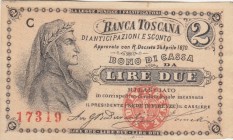 Italy, 2 Lire, 1870, UNC,
Banco Toscana
Serial Number: 17319
Estimate: 50-100