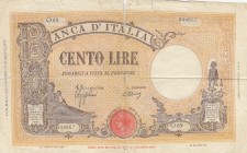 Italy, 100 Lire, 1943, POOR, p59
Serial Number: O69 0444667
Estimate: 10-20