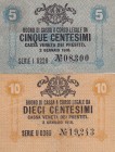 Italy, 5-10 Centesimi, 1918, XF(+), pM1; pM2, (Total 2 banknotes)
Serial Number: I 0228, U 0365
Estimate: 15-30