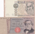Italy, 1.000 Lire, (Total 2 banknotes)
1969, p101a, VF; 1982, p109, XF(+), Nice Serial Number
Serial Number: NC 854172 S, DD190190 R
Estimate: 10-2...