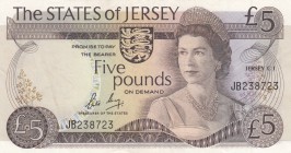 Jersey, 5 Pounds, 1976, XF, p12b
Queen Elizabeth II. Potrait
Serial Number: JB238723
Estimate: 50-100
