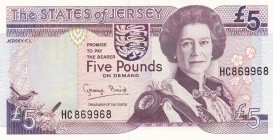 Jersey, 5 Pounds, 1993, UNC, p21
RADAR
Queen Elizabeth II. Potrait
Serial Number: HC869968
Estimate: 20-40