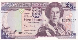 Jersey, 5 Pounds, 2000, UNC, p27a
Queen Elizabeth II. Potrait
Serial Number: KC578537
Estimate: 20-40