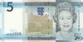 Jersey, 5 Pounds, 2010, UNC, p33a
Queen Elizabeth II. Potrait
Serial Number: AD333399
Estimate: 15-30