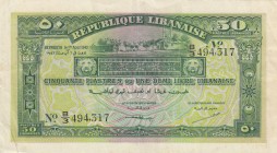 Lebanon, 50 Piastres, 1942, VF(+), p37
There is tape on the back.
Serial Number: B/3 494317
Estimate: 50-100